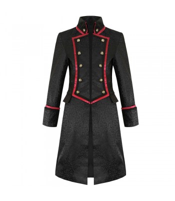 Pentagramme Severin Mens Coat In Black Red 